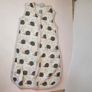Saco de dormir Little Journey bebé talla S muselina blanco estampado erizo unisex - Imagen 1 de 4
