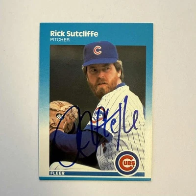 Tarjeta de béisbol autografiada/firmada Rick Sutcliffe 87 Fleer #576 Cubs MLB JSA 8524 Foto 1 de 2