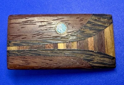 Hebilla pequeña vintage con incrustaciones de luna turquesa madera mixta exótica para adaptarse a tu cinturón de 1" Foto 1 de 4