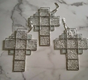 Buntglas Kreuz - klar sortiert strukturiert 8 cm handgefertigt - Bild 1 von 8