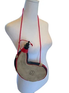 Bolso Vintage Bota Gamuza Cuero Agua Vino Cantina Hecho en España 1 Litro - Imagen 1 de 15