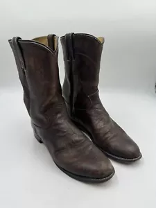 Justin Brown Leather Boots Roper Style # 3162 Size 9 D Men’s - Picture 1 of 13