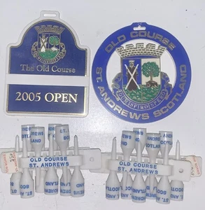 Vintage St Andrew's Old Course Bag Tags 2005 Open & Golf Tees 4 Sets Scotland - Picture 1 of 2