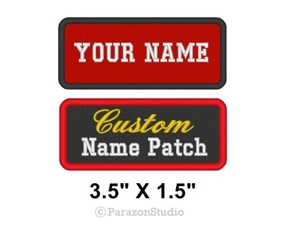 Custom Embroidered Name Tag Patch Motorcycle Biker Badge 3.5” x 1.5" (A)  - Image 1 of 4