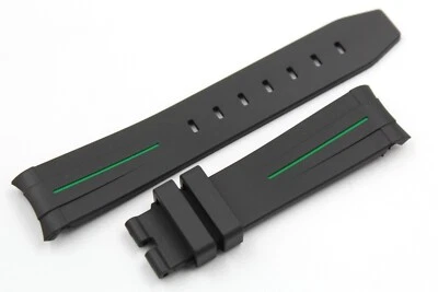 Correa Silicona Negro Riga Verde 20/18mm Cierre Hebilla Watch Lujo Unisex - Imagen 1 de 4