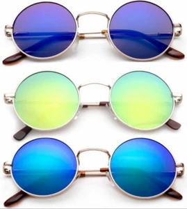 Polarized Pilot Sunglasses Vintage John Lennon Style Flash Mirror Retro UV400 - Picture 1 of 12