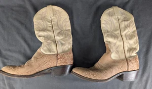 Dan Post Vintage Handcrafted Suede Size 9D Tan Exotic Boots Style# 16742 - Picture 1 of 11
