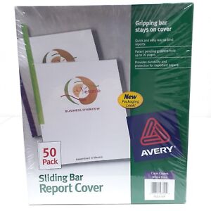 Avery Report Covers 50 pack Clear Cover White Sliding Bar Durable Non Slip 