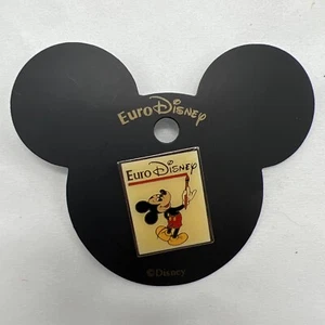 Vintage Euro Disney Winner Mickey Mouse Themed Pin Enamel Rectangular NWT - Picture 1 of 3
