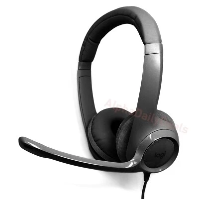 Logitech H390 Wired USB On-Ear Stereo Headphones with Mic Black PC Laptop - Image 1 of 4