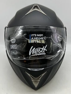 Westt MD-808 Full Face Helmet Flip Up Motorcycle Helmet Black/Gold New Open Box - Picture 1 of 10