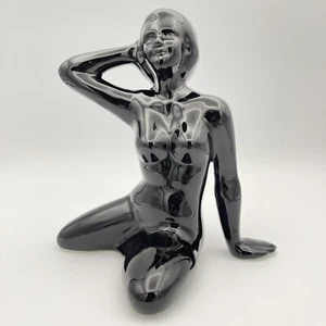 vtg taiwan art deco black statue lady posing Sophia Ann MCM Decor - Picture 1 of 8