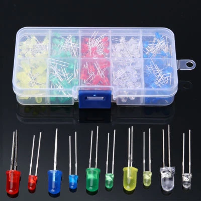 300pcs 3mm/5mm LED Diodes Emitting White Yellow Red Green Blue Assorted Kit - Image 1 of 4