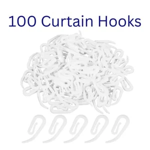 CURTAIN HOOKS FOR RING HEADER TAPE WHITE PLASTIC NYLON HOOK UK STANDARD SIZE - Picture 1 of 6