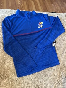 Kansas Jayhawks Colosseum Blue Youth L Pullover Quarter Zip Jacket New With Tags - Picture 1 of 1