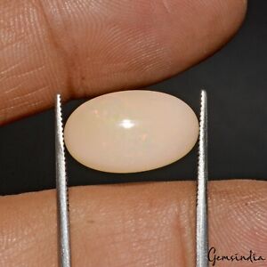 3.90 Cts Natural White Australian Opal Cabochon Ring Size Loose Gemstone~16*10mm
