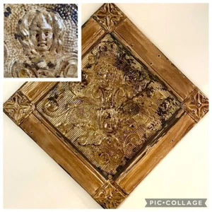"ANGELS AMONG US" Vintage Ceiling Tin Tile Diamond Wall Hanging (33x33) - Picture 1 of 5