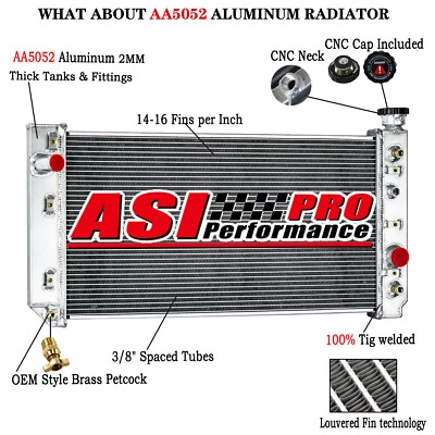 3 Row Aluminum Radiator For 1988-1994,90 Chevy  S10 Blazer GMC S15 Jimmy 4.3L AT — 第 1/4 张图片