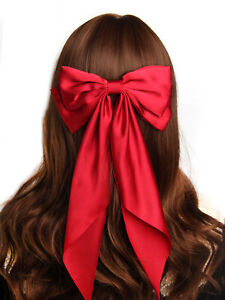 Large Satin Bow Hair Pin Barrette Hair Clip Ribbon for Women Girl Hair Accessory