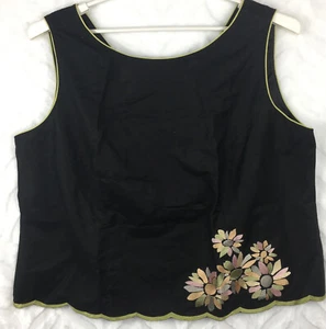 Jessica Howard Blouse Lined Floral Embroidery Linen Blend Women Size 24 Petite - Picture 1 of 6