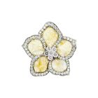 18k White Gold 6.53ctw Rough Cut Diamond Flower Ring