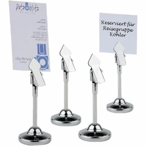 Empuñaduras de número de mesa APS hechas de acero inoxidable 4"/ 105 mm con 20 tarjetas en blanco - Imagen 1 de 1