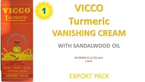 Vicco Turmeric Vanishing Skin Cream with Sandalwood Oil 60gm X 1pk (EXPORT PACK) - Picture 1 of 5