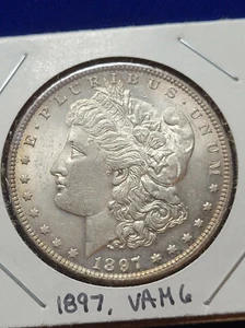 ๐ 1897-P Morgan Silver Dollar VAM-6 PITTED REVERSE UNC UNCIRCULATED $1 US COIN - Picture 1 of 4