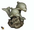 POND SPITTER DOLPHINS LEAPING GARDEN WATER FOUNTAIN FEATURE STATUE HOSE 1.5m
