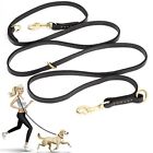 Guiding Star Leather Dog Leash 8Ft Soft Multi Function 6 In 1 Leather Training
