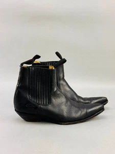 Vintage Go West Herren Schwarz Leder Stiefeletten Cowboy Stiefel Größe 11 US 44 EU - Bild 1 von 9