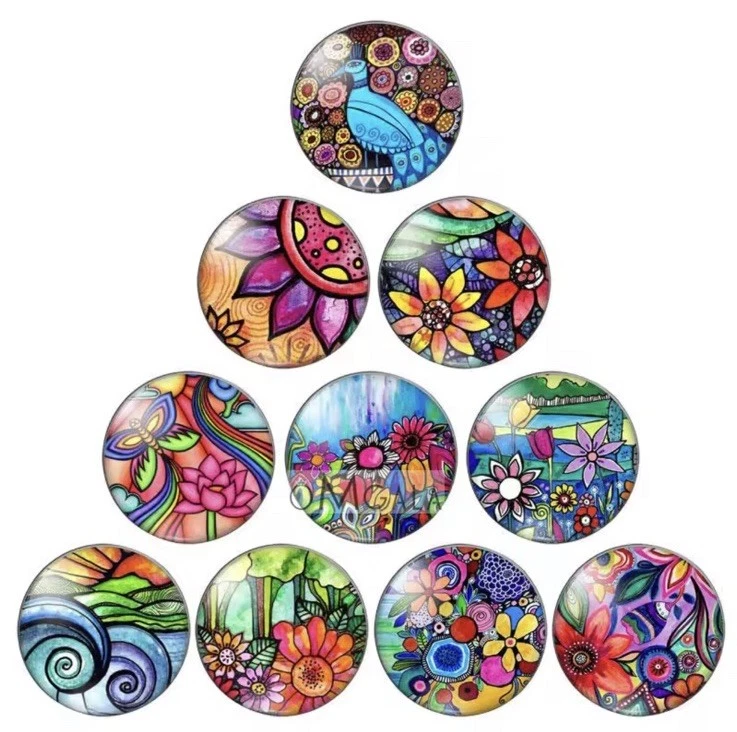 10 pcs flatback  round 12 mm cabochons for jewelry making  and craft decorations - Image 1 of 1