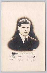 WWI In Memorium RPPC John Loomack 1893-1918 AZO - Picture 1 of 4
