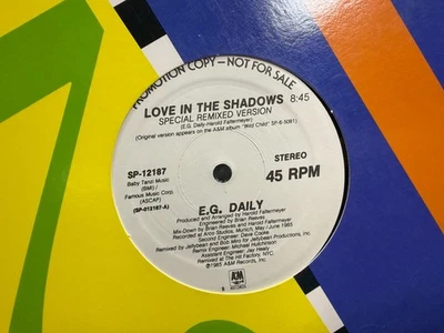 EG Daily Love In The Shadows 12 дюймов 1985 A&M SP-12187 СИНТЕЗАТОР ПОП DJ ПРОМО - Изображение 1 из 2