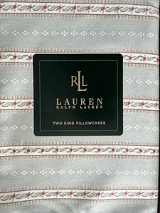 RALPH LAUREN COCO PALM ROSE COTTAGE CORE SAGE GREEN KING PILLOWCASE PAIR - Picture 1 of 3