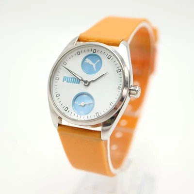 Puma Womens Blue White Sport Small Seconds Watch 29mm Orange Resin w New Battery - image 1 of 4