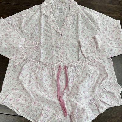 POTTERY BARN LoveShackFancy FLORAL TRELLIS SATEEN PAJAMA SET~PINK & BLUE AVAIL - Image 1 of 4