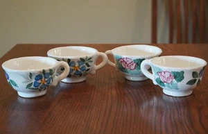 4 Fortebraccio Ceramiche Italienisch 2,5" Handbemalt Floral Blau/Grün Teetassen - Bild 1 von 14