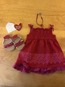 Vestido/Zapatos/Tarjeta de San Valentín Rojo Rosa Vestido American Girl - Imagen 1 de 6