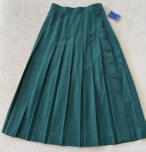 Vintage David Brooks Plissee Wollrock Evergreen Größe 12 neu mit Etikett - Bild 1 von 5