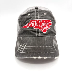 Katydid North Carolina Gray Distressed Embroidered Mesh Trucker Adjustable Cap - Picture 1 of 5