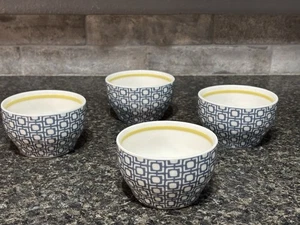 Starbucks Nesting Cups Mugs Bowls Blue 8oz Bone China 2009 Set of 4 - Picture 1 of 10
