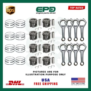 LAND ROVER 448DT TDV8 4.4 DIESEL PISTON & RINGS STD + CONNECTING CON RODS 8 PCS - Picture 1 of 1