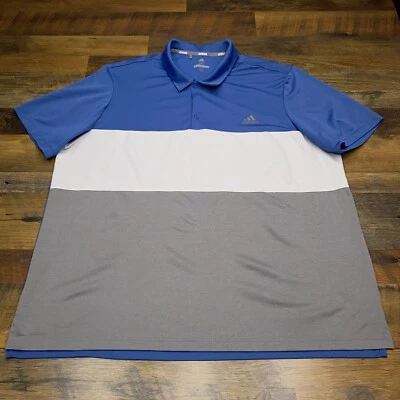Adidas Golf Polo Shirt Adult 2XL XXL Blue Gray White - Image 1 of 4