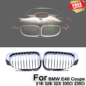 Par de par de parrillas para riñón con capucha delantera para BMW E46 325Ci 330Ci 328Ci M3 cromo, - Imagen 1 de 7