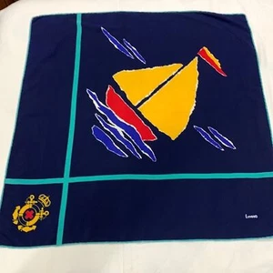 Nautical sailboat scarf with hand sewn edges signed f.Mesa - Picture 1 of 5