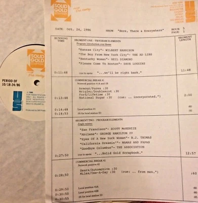 RADIO SHOW:10/24/86 EVERYWHERE! NEIL DIAMOND, BJ THOMAS, BEE GEES, GLEN CAMPBELL - Image 1 of 2