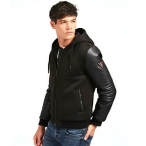 GUESS Jacket Mens Quilted Jacket Hood Boy Eco-Leather M0BL61WD9Q0 - Picture 1 of 5