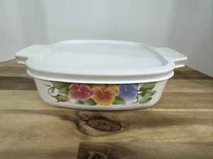 Corningware Summer Blush Pansy Casserole Dish A-1-B 1L With A-1-PC Lid - Picture 1 of 10