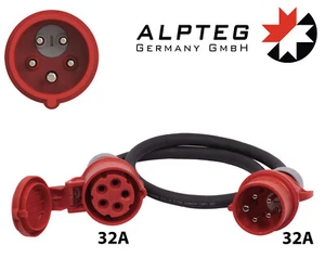 CEE Steck. 32A mit Phasenwender auf CEE Kupp. 32A H07RN-F 5G4 | ALPTEG A010 - Picture 1 of 3